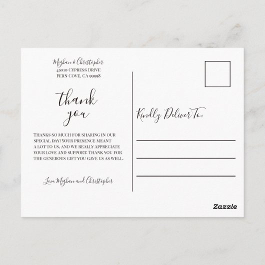 Elegant Geometric Bright Floral Wedding Dank je Briefkaart (Achterkant)