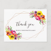 Elegant Geometric Bright Floral Wedding Dank je Briefkaart (Voorkant)