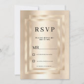 Elegant geometric champagne gold glam RSVP Kaart (Voorkant)