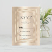 Elegant geometric champagne gold glam RSVP Kaart (Staand voorkant)