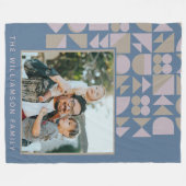 Elegant Geometric Dusty Blue Specialized Photo Fleece Deken (Voorkant (Horizontaal))