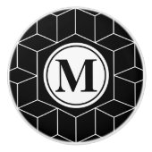 Elegant Geometric en Monogrammed Pattern Keramische Knop (Voorkant)
