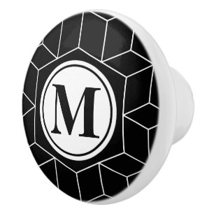Elegant Geometric en Monogrammed Pattern Keramische Knop