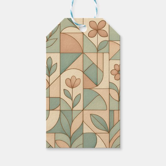 Elegant Geometric Floral Pattern Cadeaulabel (Voorkant)