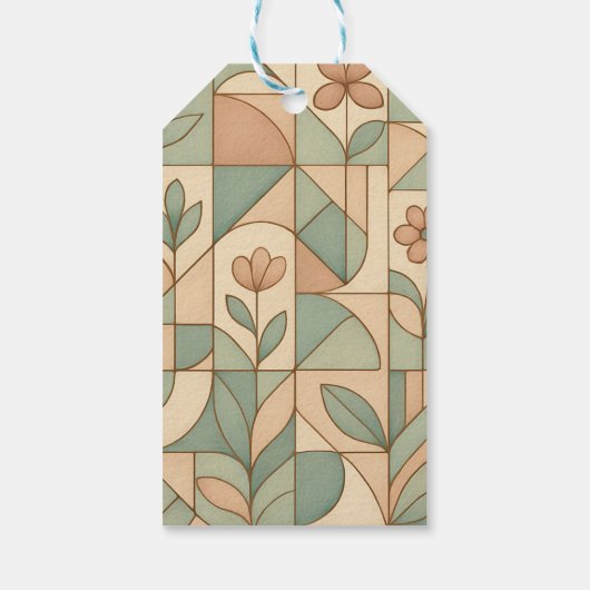 Elegant Geometric Floral Pattern Cadeaulabel (Achterkant)