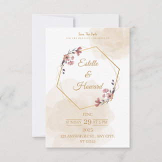 Elegant Geometric Floral Save The Date Card Bedankkaart
