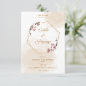 Elegant Geometric Floral Save The Date Card Bedankkaart (Staand voorkant)