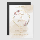 Elegant Geometric Floral Save The Date Card Magnetische Uitnodiging (Voorkant / Achterkant)