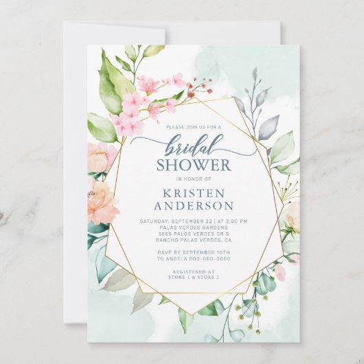 Elegant Geometric Floral Waterverf Vrijgezellenfee Kaart (Voorkant)