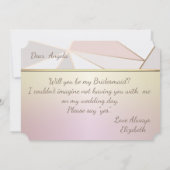 Elegant Geometric, Glitter Heart Bridesmaid Kaart (Achterkant)