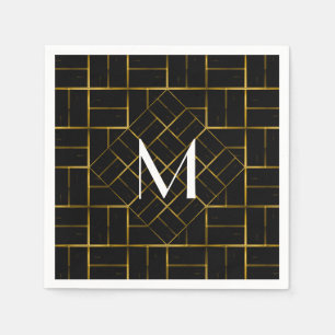 Elegant Geometric Gold Art Deco Patroonmonogram Servet