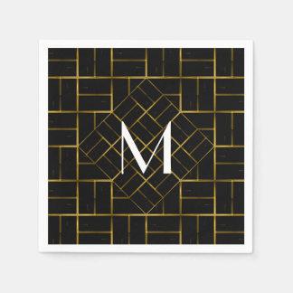 Elegant Geometric Gold Art Deco Patroonmonogram Servet