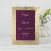 Elegant geometric gold burgundy Save the Date Kaart (Staand voorkant)