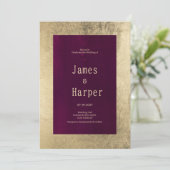 Elegant geometric gold burgundy Wedding Kaart (Staand voorkant)