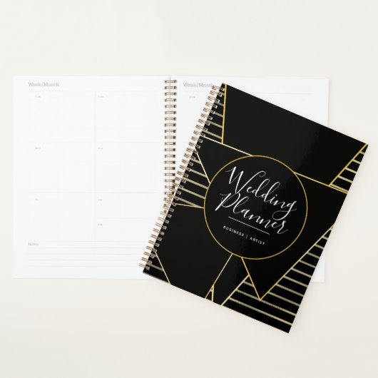 Elegant Geometric Gold en Folie Stripes Wedding Planner (Display)