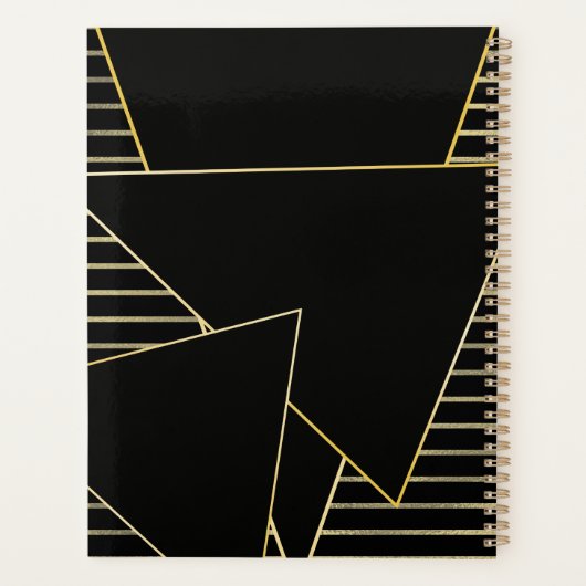 Elegant Geometric Gold en Folie Stripes Wedding Planner (Achterkant)