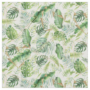 Elegant Geometric Gold Exotic Tropical Greenery Stof