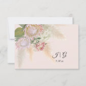 Elegant Geometric Gold Floral Pink Protea Wedding RSVP Kaartje (Achterkant)