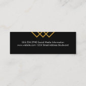 Elegant Geometric Gold Lines Black White Mini Visitekaartje (Achterkant)