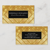Elegant Geometric Gold Lines met Gold Sparkle Visitekaartje (Voorkant / Achterkant)
