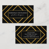 Elegant Geometric Gold Lines met zwart Visitekaartje (Voorkant / Achterkant)