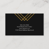 Elegant Geometric Gold Lines Simple Black Visitekaartje (Achterkant)