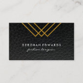 Elegant Geometric Gold Lines Simple Leather Visitekaartje (Voorkant)