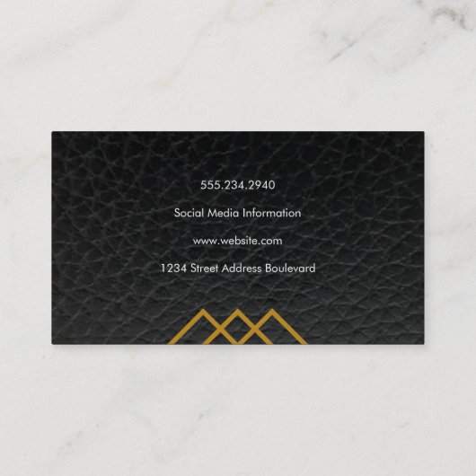 Elegant Geometric Gold Lines Simple Leather Visitekaartje (Achterkant)