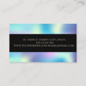 Elegant Geometric Gold Stripes Blue Holographic Visitekaartje (Achterkant)