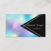 Elegant Geometric Gold Stripes Blue Holographic Visitekaartje (Voorkant)