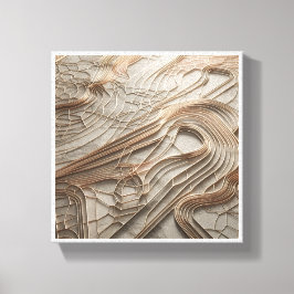 Elegant Geometric Gold Wire Abstract on White Marb Canvas Afdruk