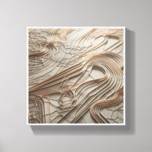 Elegant Geometric Gold Wire Abstract on White Marb Canvas Afdruk (Voorkant)