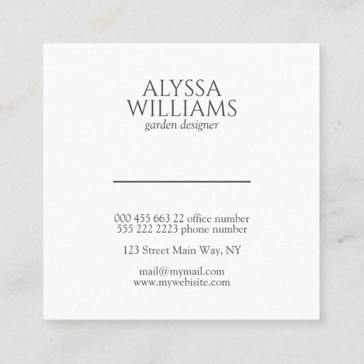 Elegant Geometric Greenery Eucalyptus Vierkante Visitekaartje (Achterkant)