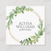 Elegant Geometric Greenery Eucalyptus Vierkante Visitekaartje (Voorkant)