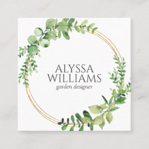 Elegant Geometric Greenery Eucalyptus Vierkante Visitekaartje