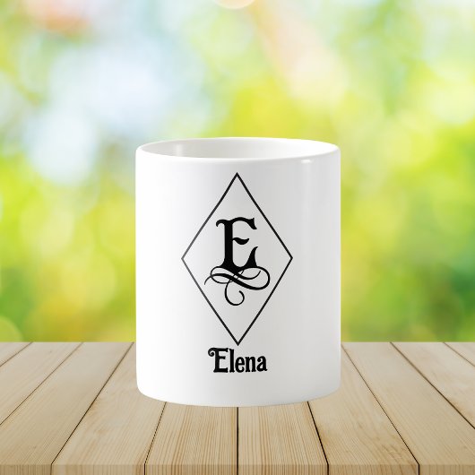 Elegant Geometric Initial Monogram E Koffiemok