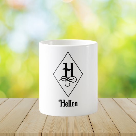 Elegant Geometric Initial Monogram H Koffiemok