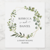 Elegant Geometric Lijst Greenery Personalized Wijn Etiket (Enkel label)