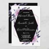 Elegant Geometric lijst paars Rehearsal Dinner Kaart (Voorkant / Achterkant)