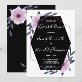 Elegant Geometric lijst paars Rehearsal Dinner Kaart