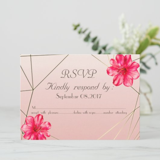 Elegant Geometric Magnolia RSVP Kaart (Staand voorkant)