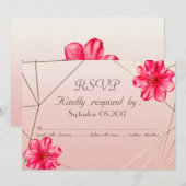 Elegant Geometric Magnolia RSVP Kaart (Voorkant / Achterkant)