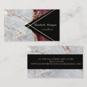 Elegant Geometric Marble Burgundy Gold Stripes Visitekaartje (Voorkant / Achterkant)