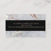 Elegant Geometric Marble Burgundy Gold Stripes Visitekaartje (Achterkant)