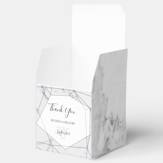 Elegant Geometric Marble Wedding Bedankdoosjes (Geopend)