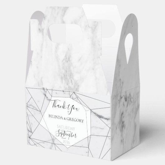 Elegant Geometric Marble Wedding Bedankdoosjes (Geopend)