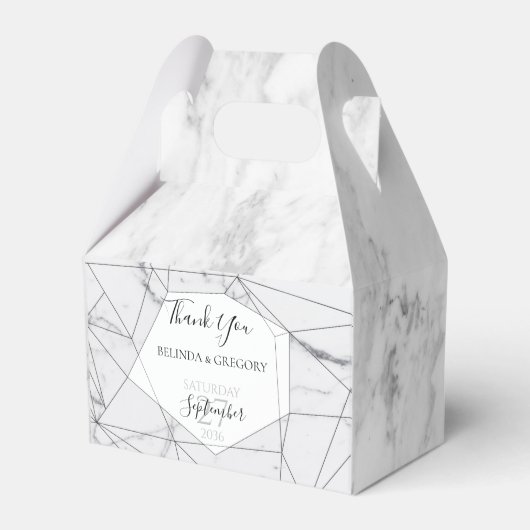 Elegant Geometric Marble Wedding Bedankdoosjes (Voorkant Zijde)