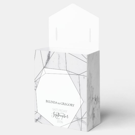 Elegant Geometric Marble Wedding Bedankdoosjes (Geopend)