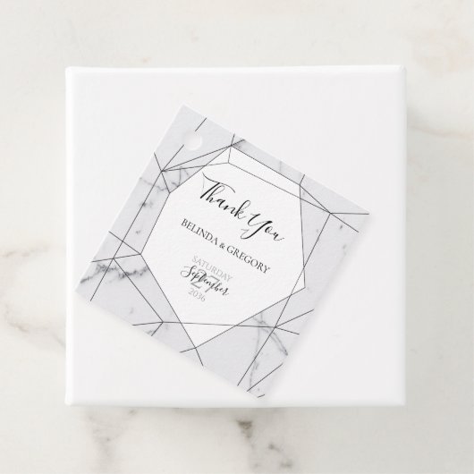 Elegant Geometric Marble Wedding Gift Bedankjes Labels (In situ)