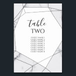 Elegant Geometric Marble Wedding Guest Names Kaart<br><div class="desc">Dit ontwerp kenmerkt elegante marmer en geometrische patronen. De geometrische patronen bedekken de natuurlijke eenvoudige lijnen van de marmer. De combinatie van grijze, zwarte en witte kleuren creëer een geavanceerde, trendy en chic stijl. Elegant het aantalontwerp van de trouwlijst met moderne elementen. De moderne opstelling van de typografie geeft het...</div>